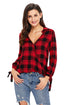 Black Red Plaid Drape Top
